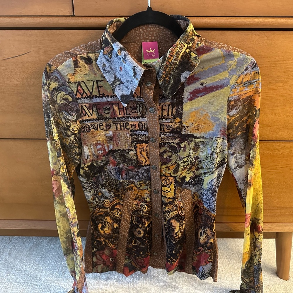 Vintage Save The Queen Mesh Button down